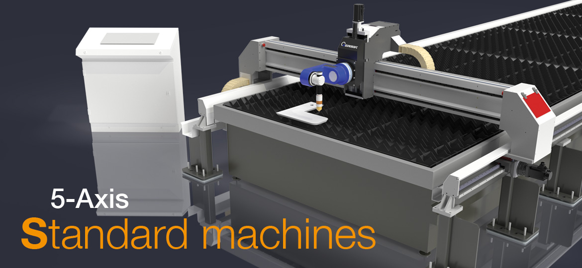 3D render of a 5 Axis machine, for plasma cutting.